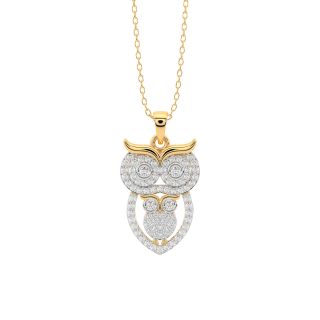 Dual Owl Diamond Pendant